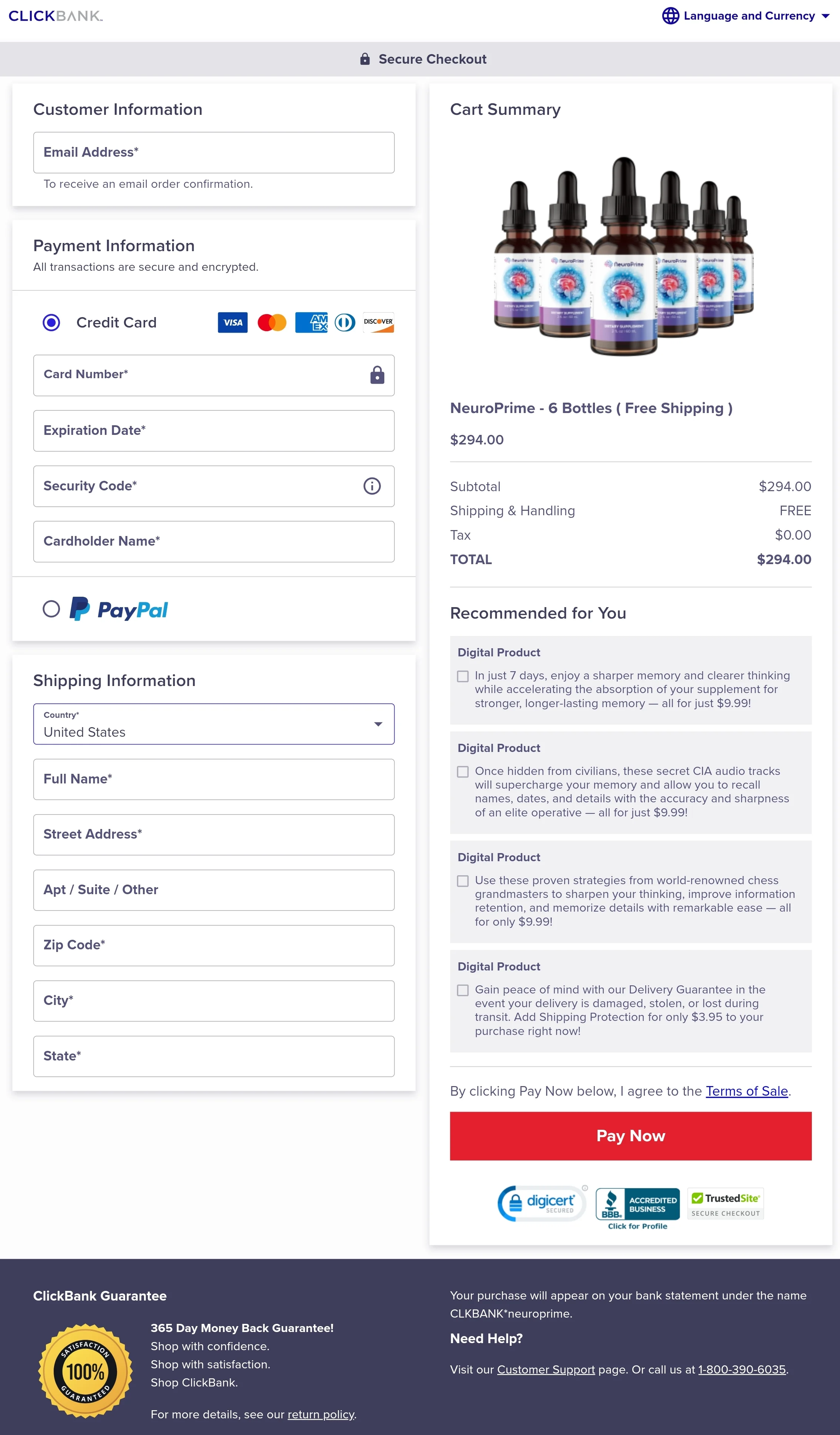 NeuroPrime order form